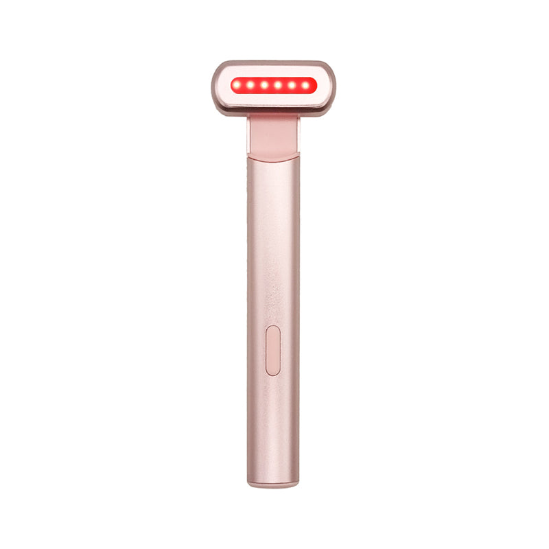 Illumi-staven i lyserød med tændt rødt LED-lys, set forfra